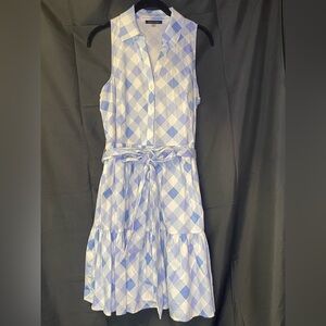 Tommy Hilfiger Light Blue and White Checkered Dress